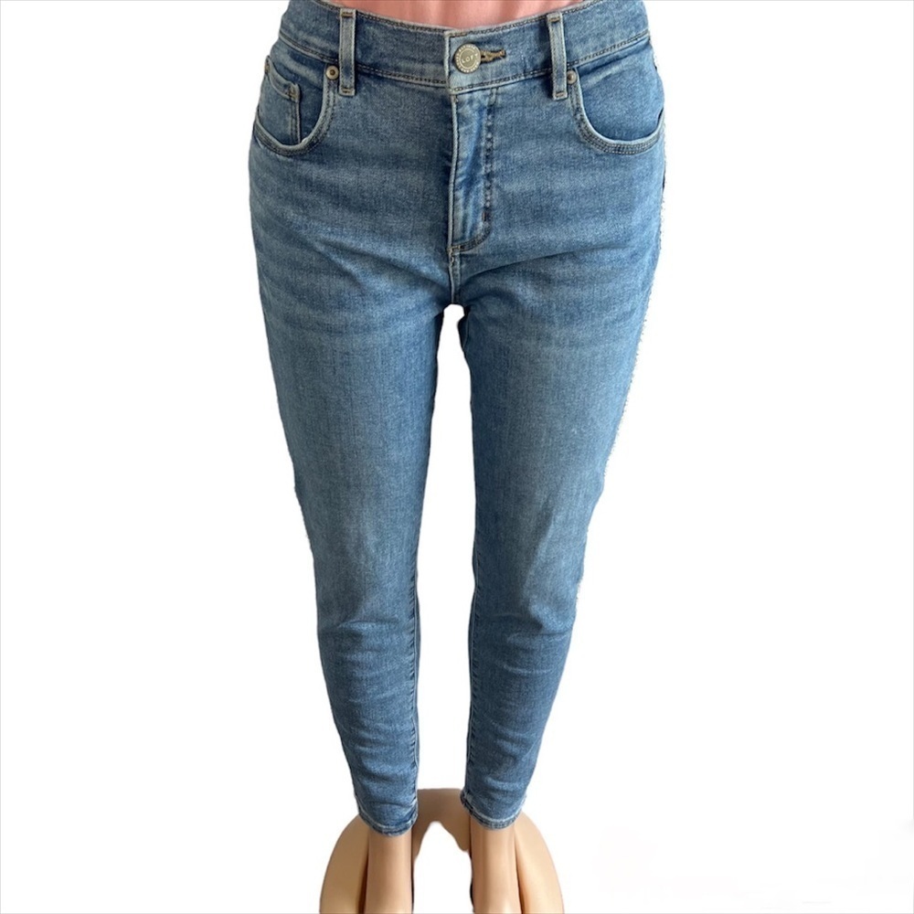 Loft Tuxedo Stripe Beaded Skinny Jeans Size 30 - Picture 3 of 9